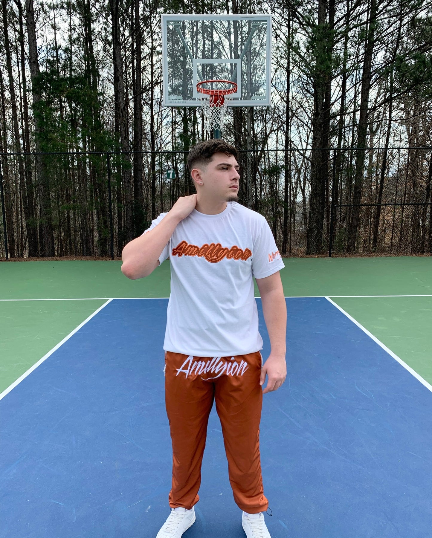 Windbreaker Pants (Burnt Orange/Wht)