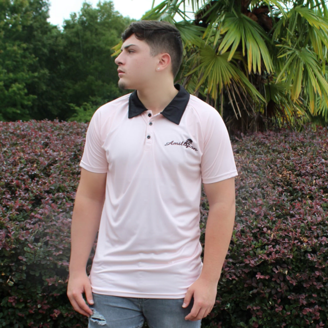 Polo Shirt (Light Pink/black)