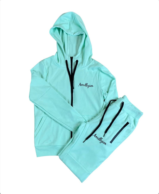Amillyion Tech Fleece Set (Women's Mint/Black)