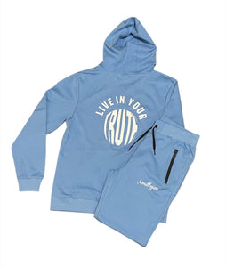 Men's Tech Fleece Set (Baby Blue/White)