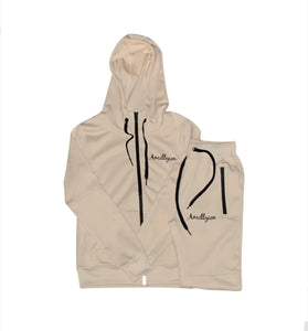 Women's Tech Fleece Set (Tan/Black)