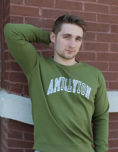 College Style Sweatshirt (Olive Green/Gray/Wht)