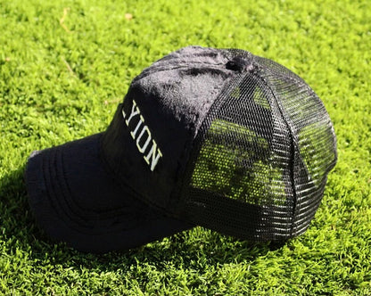 Black Velvet Trucker Hat (Black/White)