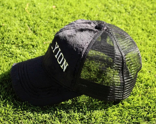 Black Velvet Trucker Hat (Black/White)