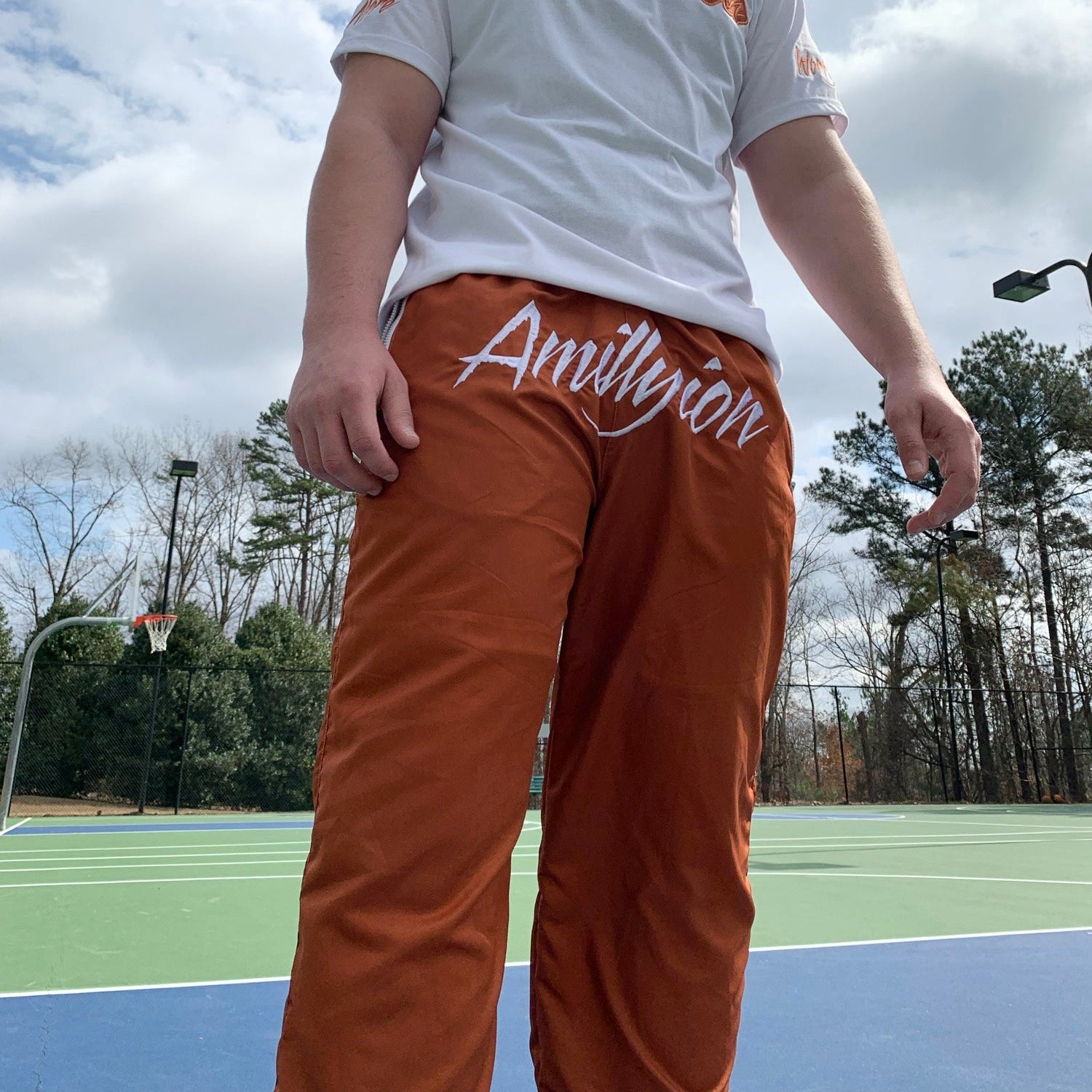 Windbreaker Pants (Burnt Orange/Wht)